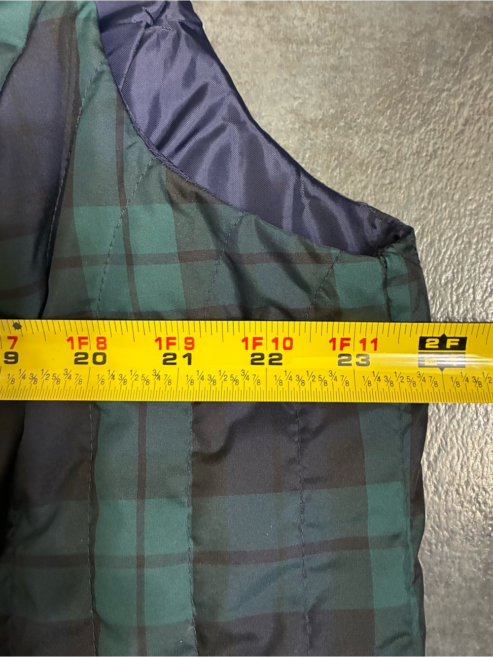 Talbots 2X Tartan Green Blue Plaid 80% Duck Down Filled Puffer Vest - Picture 7 of 8